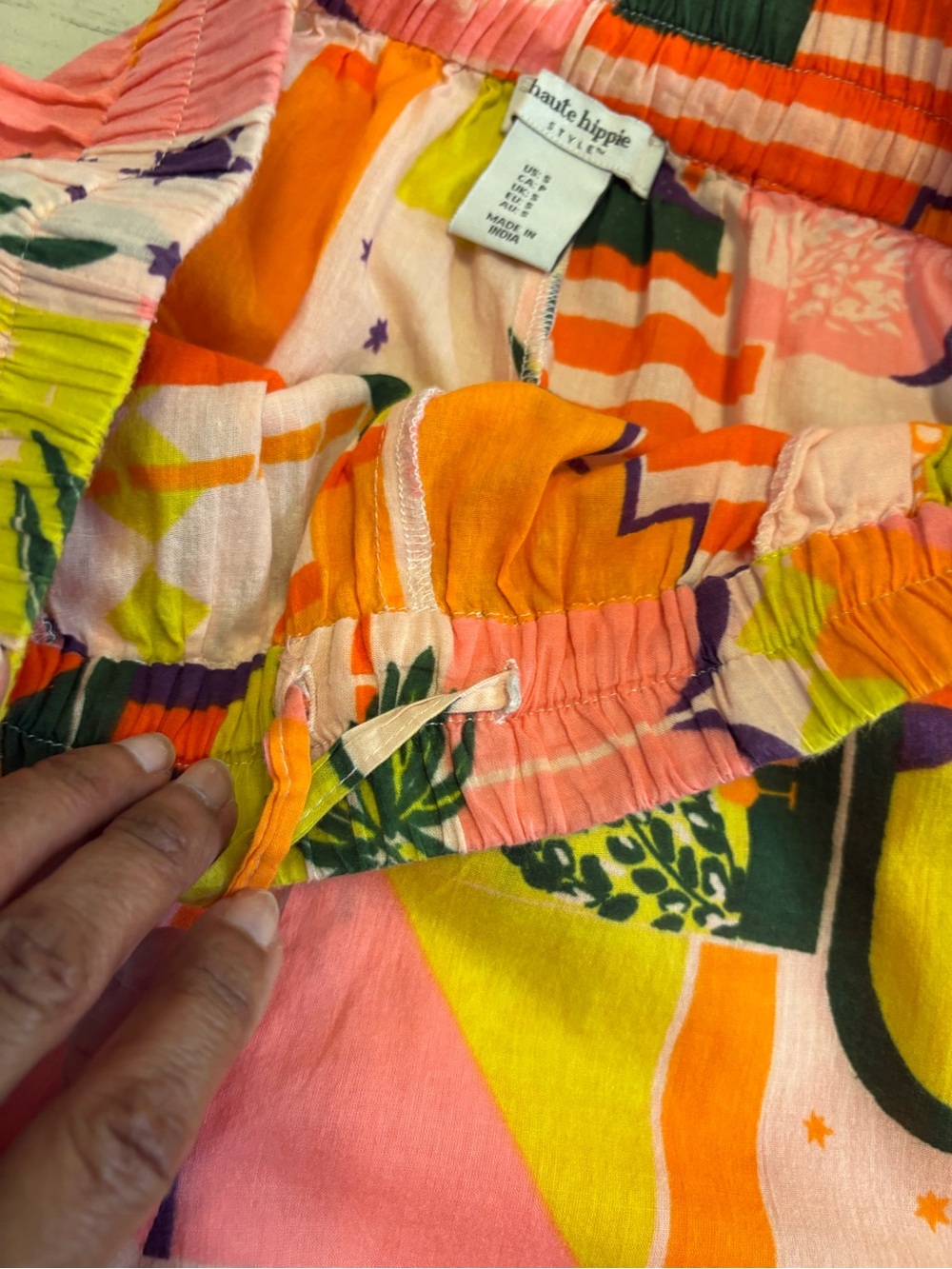 Haute Hippie Pink, Orange & Yellow Abstract Print Wide-Leg Pants SZ S - Picture 8 of 12